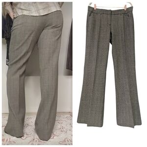 Ispiri Plaid Check Flared Trouser Pants Size 8 x 33 Black Cream Brown